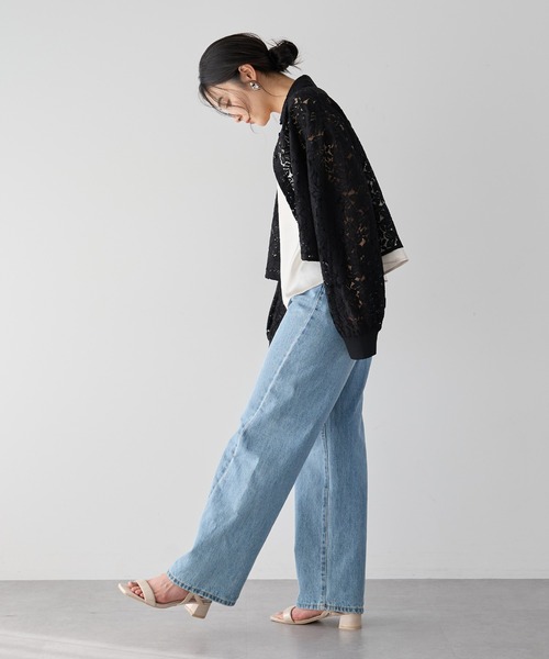 Editt by YECCA VECCA(エディットバイイェッカヴェッカ)の「【2点SET】キャミレイヤードレースシャツ(シャツ/ブラウス・レディース・オフホワイト/ブルー/ブラック・FREE)」の6枚目の写真