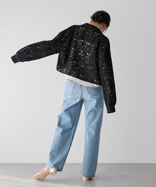 Editt by YECCA VECCA(エディットバイイェッカヴェッカ)の「【2点SET】キャミレイヤードレースシャツ(シャツ/ブラウス・レディース・オフホワイト/ブルー/ブラック・FREE)」の7枚目の写真