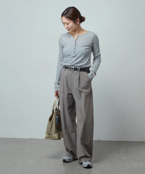 JOURNAL STANDARD（ジャーナルスタンダード）の「【撥水/接触冷感/洗える/UV】リネンナイロンストレッチスラックス（スラックス・レディース・グレー/ベージュ系その他/ブラック・34/38/36）」の7枚目の写真