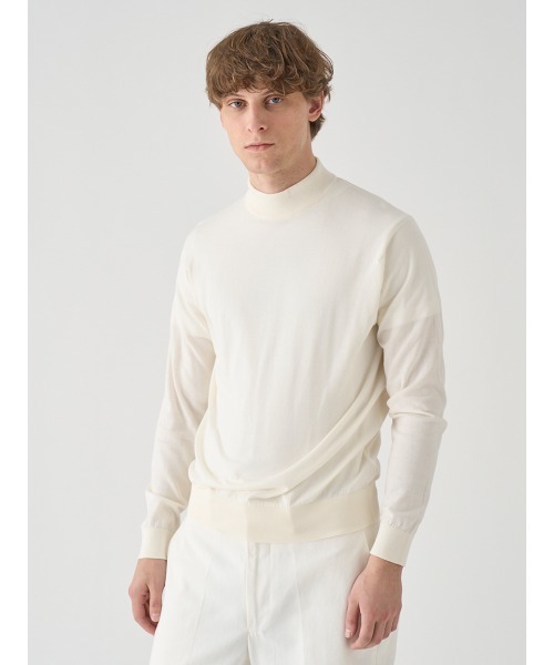 JOHN SMEDLEY（ジョンスメドレー）の「コットン モックネックニットプルオーバー（ニット/セーター・メンズ・ホワイト系1・S/M/L）」の4枚目の写真