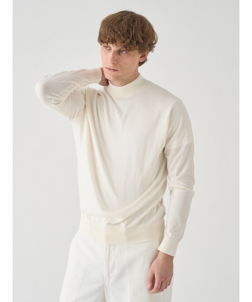 JOHN SMEDLEY（ジョンスメドレー）の「コットン モックネックニットプルオーバー（ニット/セーター・メンズ・ホワイト系1・S/M/L）」の5枚目の写真