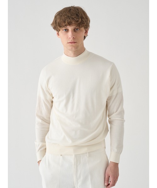 JOHN SMEDLEY（ジョンスメドレー）の「コットン モックネックニットプルオーバー（ニット/セーター・メンズ・ホワイト系1・S/M/L）」の6枚目の写真