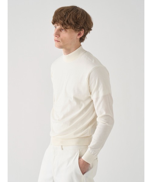 JOHN SMEDLEY（ジョンスメドレー）の「コットン モックネックニットプルオーバー（ニット/セーター・メンズ・ホワイト系1・S/M/L）」の7枚目の写真