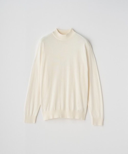 JOHN SMEDLEY（ジョンスメドレー）の「コットン モックネックニットプルオーバー（ニット/セーター・メンズ・ホワイト系1・S/M/L）」の2枚目の写真