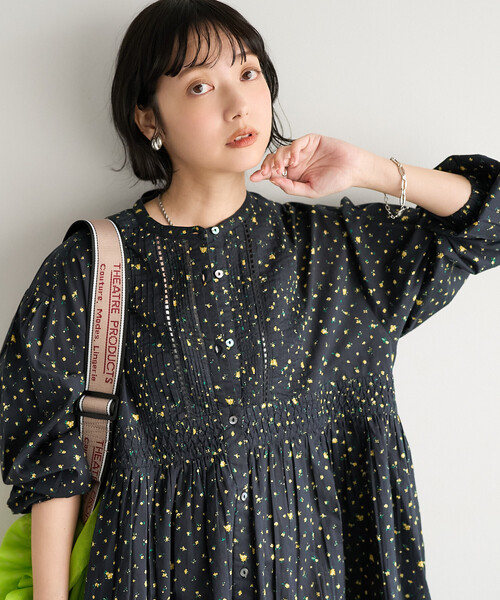 インド ピンタック チュニックブラウス/ ミニワンピース（シャツ