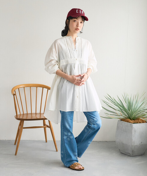 FREAK'S STORE（フリークスストア）の「インド ピンタック チュニックブラウス/ ミニワンピース（シャツ/ブラウス・レディース・ブラック/ラベンダー/その他1/オフホワイト/ターコイズブルー・ﾌﾘ-）」の21枚目の写真