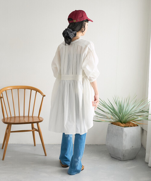 FREAK'S STORE（フリークスストア）の「インド ピンタック チュニックブラウス/ ミニワンピース（シャツ/ブラウス・レディース・ブラック/ラベンダー/その他1/オフホワイト/ターコイズブルー・ﾌﾘ-）」の22枚目の写真