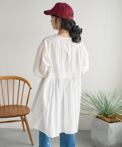 FREAK'S STORE（フリークスストア）の「インド ピンタック チュニックブラウス/ ミニワンピース（シャツ/ブラウス・レディース・ブラック/ラベンダー/その他1/オフホワイト/ターコイズブルー・ﾌﾘ-）」の6枚目の写真