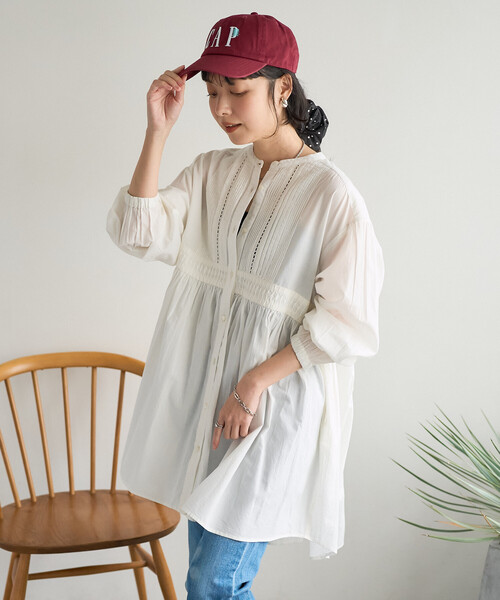 FREAK'S STORE（フリークスストア）の「インド ピンタック チュニックブラウス/ ミニワンピース（シャツ/ブラウス・レディース・ブラック/ラベンダー/その他1/オフホワイト/ターコイズブルー・ﾌﾘ-）」の7枚目の写真