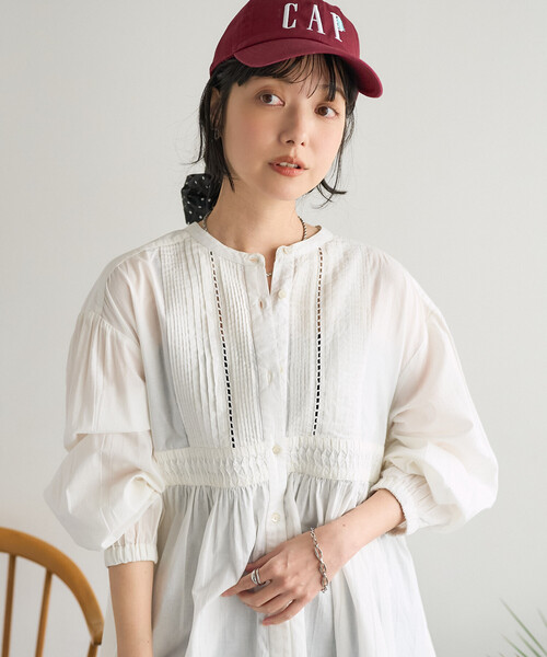 FREAK'S STORE（フリークスストア）の「インド ピンタック チュニックブラウス/ ミニワンピース（シャツ/ブラウス・レディース・ブラック/ラベンダー/その他1/オフホワイト/ターコイズブルー・ﾌﾘ-）」の9枚目の写真