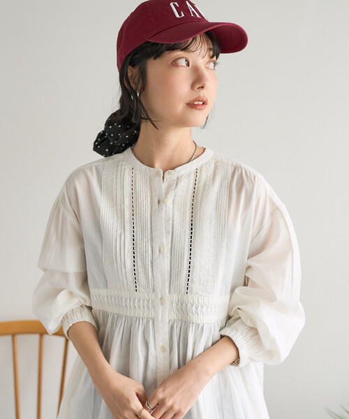 FREAK'S STORE（フリークスストア）の「インド ピンタック チュニックブラウス/ ミニワンピース（シャツ/ブラウス・レディース・ブラック/ラベンダー/その他1/オフホワイト/ターコイズブルー・ﾌﾘ-）」の10枚目の写真