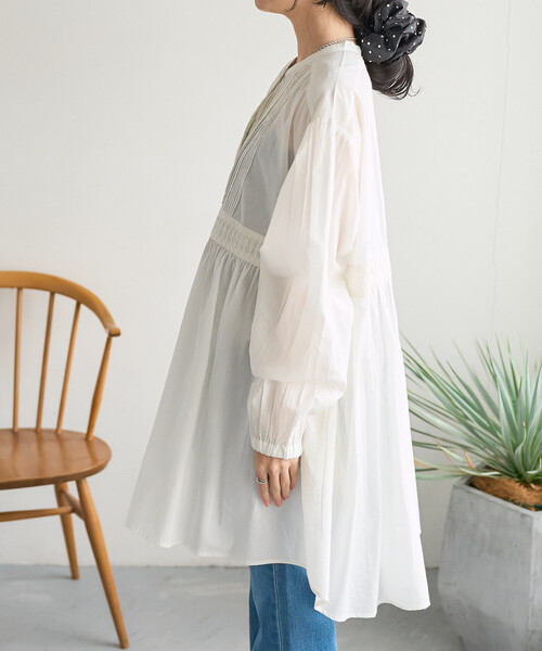 FREAK'S STORE（フリークスストア）の「インド ピンタック チュニックブラウス/ ミニワンピース（シャツ/ブラウス・レディース・ブラック/ラベンダー/その他1/オフホワイト/ターコイズブルー・ﾌﾘ-）」の13枚目の写真