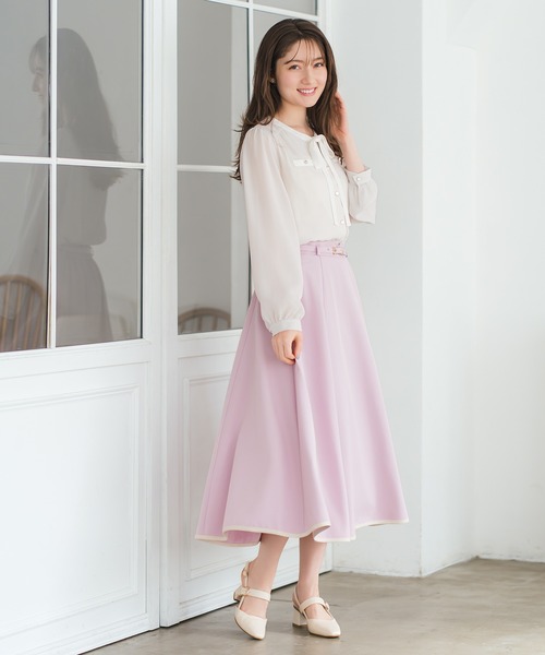 MISCH MASCH(ミッシュマッシュ)の「2026春夏新作 配色リボン長袖ブラウス(シャツ/ブラウス・レディース・ベージュ/ネイビー/ホワイト・フリ-)」の5枚目の写真