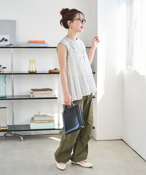 FREAK'S STORE（フリークスストア）の「限定展開　インド レーヨン シャンタン レース キャミ ビスチェ（キャミソール・レディース・ブルーグリーン/ブラック/オフホワイト/イエロー/ベージュ・ﾌﾘ-）」の7枚目の写真