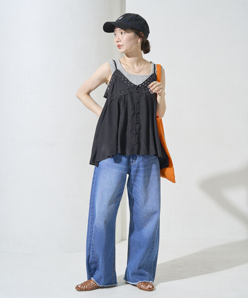 FREAK'S STORE（フリークスストア）の「限定展開　インド レーヨン シャンタン レース キャミ ビスチェ（キャミソール・レディース・ブルーグリーン/ブラック/オフホワイト/イエロー/ベージュ・ﾌﾘ-）」の20枚目の写真