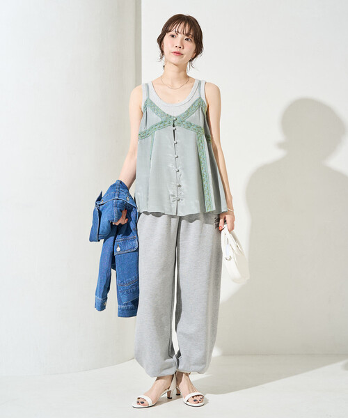 FREAK'S STORE（フリークスストア）の「限定展開　インド レーヨン シャンタン レース キャミ ビスチェ（キャミソール・レディース・ブルーグリーン/ブラック/オフホワイト/イエロー/ベージュ・ﾌﾘ-）」の22枚目の写真