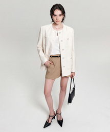 セレナツイードハーフジャケット_アイボリー / SERENA TWEED HALF JACKET_IVORY