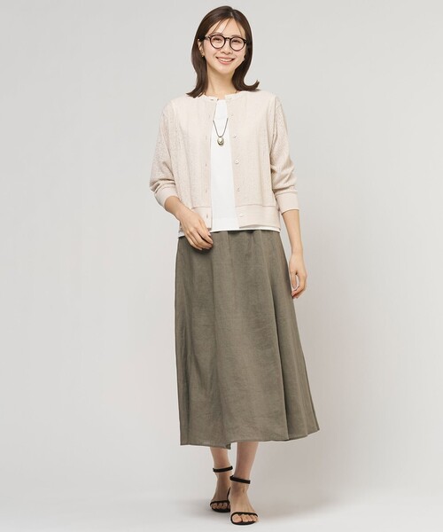 J.PRESS(ジェイプレス)の「【WEB限定・セット着用可】リネン フレア スカート(スカート・レディース・ネイビー系/ブラウン系・T15/T13)」の11枚目の写真