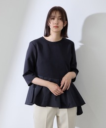 QUEENS COURT（クイーンズコート）の「ダブルクロスストレッチペプラムブラウス≪洗濯機で洗える≫（シャツ/ブラウス）」