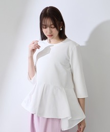QUEENS COURT（クイーンズコート）の「ダブルクロスストレッチペプラムブラウス≪洗濯機で洗える≫（シャツ/ブラウス）」