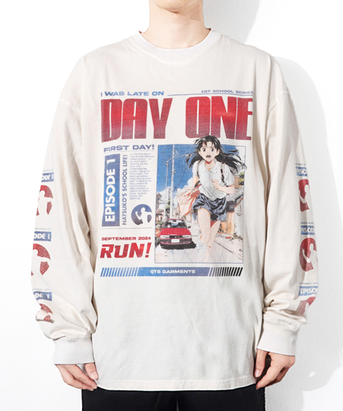 QT8 GARMENTS(キューティーエイトガーメント)の「TL Day-1 Vintage Washed Long Sleeve (Ecru)(Tシャツ/カットソー・レディース・その他・MEDIUM/LARGE/X-LARGE)」の1枚目の写真