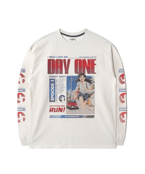 QT8 GARMENTS(キューティーエイトガーメント)の「TL Day-1 Vintage Washed Long Sleeve (Ecru)(Tシャツ/カットソー・レディース・その他・MEDIUM/LARGE/X-LARGE)」の2枚目の写真
