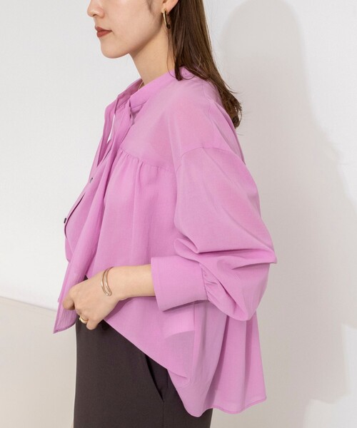 NOLLEY’S（ノーリーズ）の「ウォッシャブル100/2ガスボイルボウタイブラウス（シャツ/ブラウス・レディース・ピンク/ホワイト/ネイビー・38）」の3枚目の写真