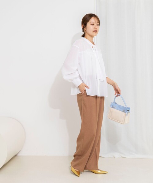 NOLLEY’S（ノーリーズ）の「ウォッシャブル100/2ガスボイルボウタイブラウス（シャツ/ブラウス・レディース・ピンク/ホワイト/ネイビー・38）」の5枚目の写真