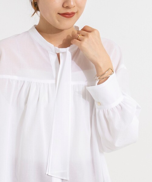 NOLLEY’S（ノーリーズ）の「ウォッシャブル100/2ガスボイルボウタイブラウス（シャツ/ブラウス・レディース・ピンク/ホワイト/ネイビー・38）」の9枚目の写真