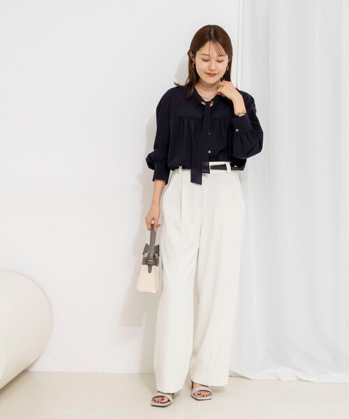 NOLLEY’S（ノーリーズ）の「ウォッシャブル100/2ガスボイルボウタイブラウス（シャツ/ブラウス・レディース・ピンク/ホワイト/ネイビー・38）」の14枚目の写真