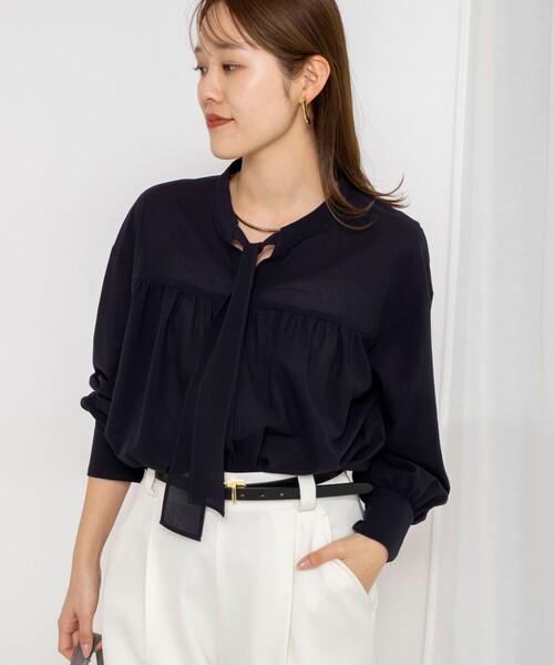 NOLLEY’S（ノーリーズ）の「ウォッシャブル100/2ガスボイルボウタイブラウス（シャツ/ブラウス・レディース・ピンク/ホワイト/ネイビー・38）」の18枚目の写真