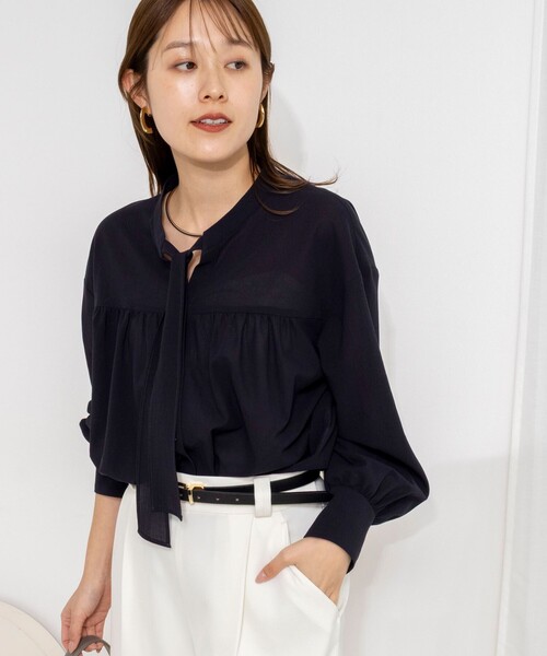 NOLLEY’S（ノーリーズ）の「ウォッシャブル100/2ガスボイルボウタイブラウス（シャツ/ブラウス・レディース・ピンク/ホワイト/ネイビー・38）」の19枚目の写真