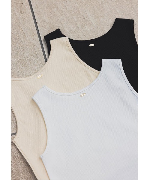 LUDICRUM（ルーディクルム）の「Rib cut short tank top（タンクトップ・レディース・オフホワイト/クリーム/ブラック・FREE）」の3枚目の写真