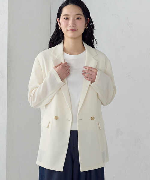 COMME CA ISM（コムサイズム）の「メッシュ Wブレストジャケット（テーラードジャケット・レディース・アイボリー/ブラック・MEDIUM/LARGE）」の11枚目の写真