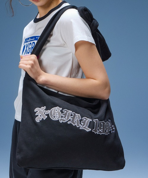 X-girl(エックスガール)の「SWEAT SHOULDER BAG(ショルダーバッグ・レディース・ブラック/アッシュ・ONE SIZE)」の2枚目の写真