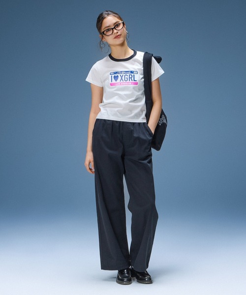 X-girl(エックスガール)の「SWEAT SHOULDER BAG(ショルダーバッグ・レディース・ブラック/アッシュ・ONE SIZE)」の4枚目の写真