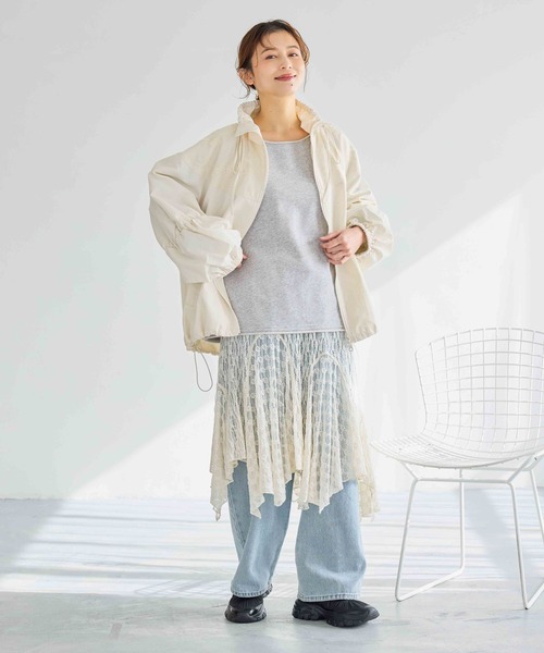 studio CLIP（スタディオクリップ）の「レースシャーリングブルゾン（ブルゾン・レディース・ベージュ/アイボリー・FREE）」の7枚目の写真