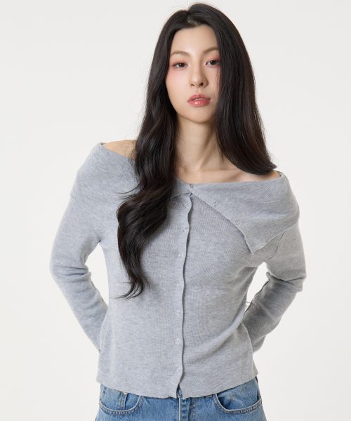 UNKNOWN PLANET（アンノウンプラネット）の「リングスナップオフショルダー ロングスリーブ ニットトップ グレー（ニット/セーター・レディース・その他・FREE）」の3枚目の写真