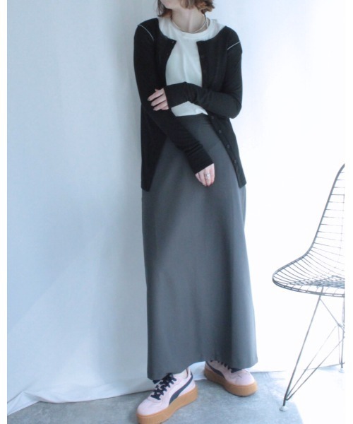 amini(アミニ)の「配色メロウ 前後2WAYカットソー(Tシャツ/カットソー・レディース・杢グレー/ブラック/アイボリー・MEDIUM)」の13枚目の写真
