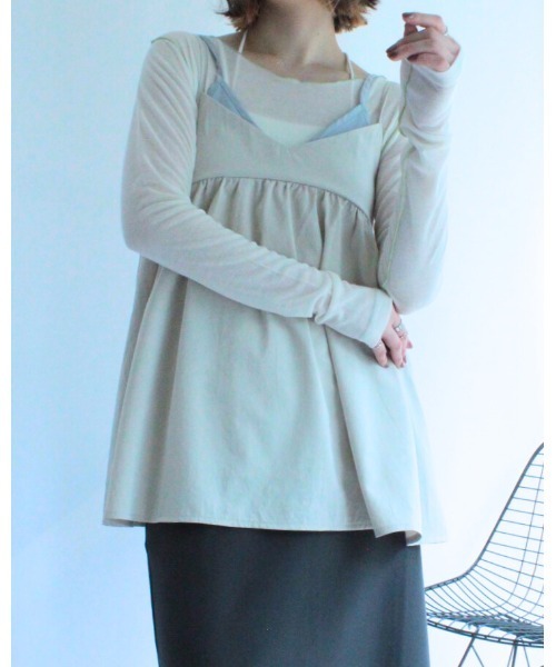 amini(アミニ)の「配色メロウ 前後2WAYカットソー(Tシャツ/カットソー・レディース・杢グレー/ブラック/アイボリー・MEDIUM)」の8枚目の写真
