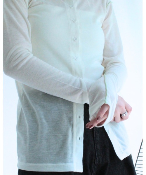 amini(アミニ)の「配色メロウ 前後2WAYカットソー(Tシャツ/カットソー・レディース・杢グレー/ブラック/アイボリー・MEDIUM)」の9枚目の写真
