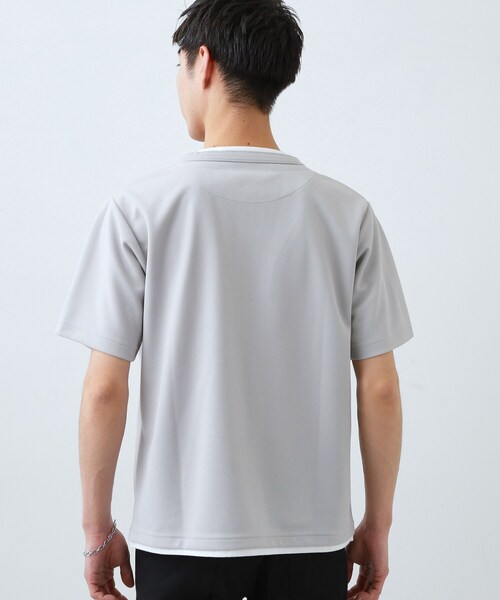 THE SHOP TK (ザ ショップ ティーケー )の「【1枚でちゃんとして見える】ヘンリーネック レイヤード風 半袖Tシャツ 洗濯機OK(Tシャツ/カットソー・メンズ・オフホワイト/ブラウン系/ブラック/ライトグレー・04/02/03)」の12枚目の写真