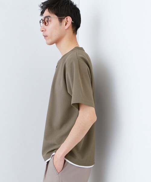 THE SHOP TK (ザ ショップ ティーケー )の「【1枚でちゃんとして見える】ヘンリーネック レイヤード風 半袖Tシャツ 洗濯機OK(Tシャツ/カットソー・メンズ・オフホワイト/ブラウン系/ブラック/ライトグレー・04/02/03)」の20枚目の写真