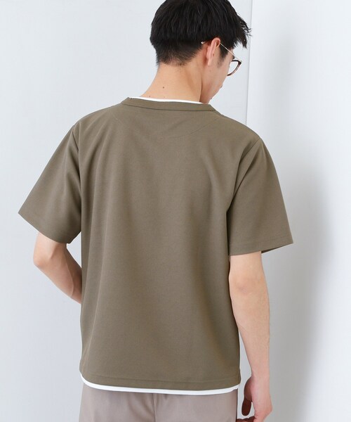 THE SHOP TK (ザ ショップ ティーケー )の「【1枚でちゃんとして見える】ヘンリーネック レイヤード風 半袖Tシャツ 洗濯機OK(Tシャツ/カットソー・メンズ・オフホワイト/ブラウン系/ブラック/ライトグレー・04/02/03)」の21枚目の写真