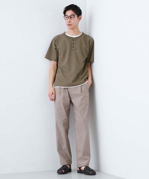 THE SHOP TK (ザ ショップ ティーケー )の「【1枚でちゃんとして見える】ヘンリーネック レイヤード風 半袖Tシャツ 洗濯機OK(Tシャツ/カットソー・メンズ・オフホワイト/ブラウン系/ブラック/ライトグレー・04/02/03)」の22枚目の写真
