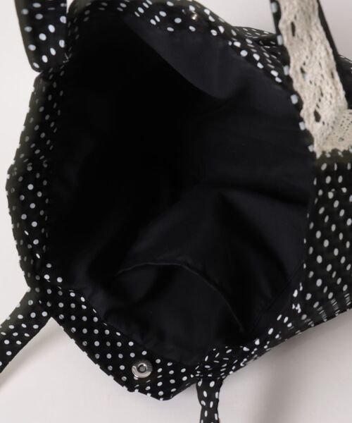 VIBGYOR Women(ヴィブジョー ウィメン)の「【urge select】ドット柄×レース トートバッグ【A4サイズ収納可能】(トートバッグ・レディース・ブラック/アイボリー・FREE)」の5枚目の写真