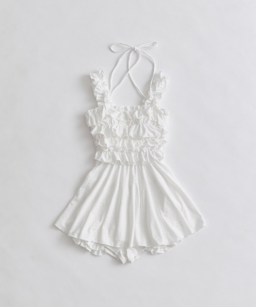 OLIVE des OLIVE（オリーブデオリーブ）の「フリルチュニックswimwear（水着・レディース・オフホワイト/ホワイト/ブラック・FREE）」の4枚目の写真