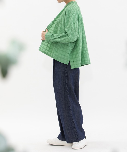 nop de nod（ノップドゥノッド）の「サイドフリルタックワイドパンツ（その他パンツ・レディース・ブラック/ベージュ/インディゴブルー・3）」の11枚目の写真