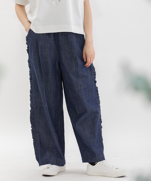 nop de nod（ノップドゥノッド）の「サイドフリルタックワイドパンツ（その他パンツ・レディース・ブラック/ベージュ/インディゴブルー・3）」の13枚目の写真