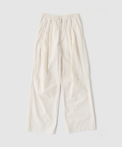 MATSUFUJI(マツフジ)の「MATSUFUJI / マツフジ STRIPED WIDE TROUSERS(スラックス・メンズ・ホワイト系その他/ブラック・3/2)」の2枚目の写真